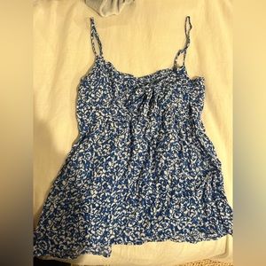 blue and white tank top